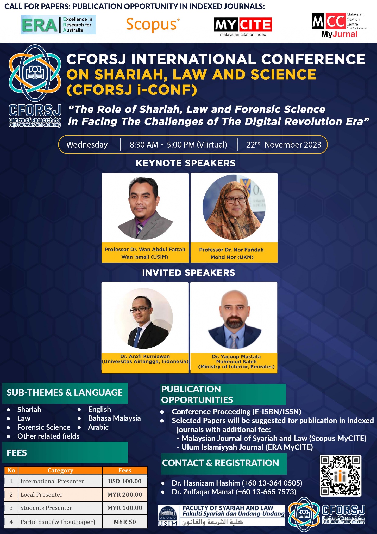 1st International Conference on Syariah, Law and Science 2023 (CFORSJ i-CONF 2023)